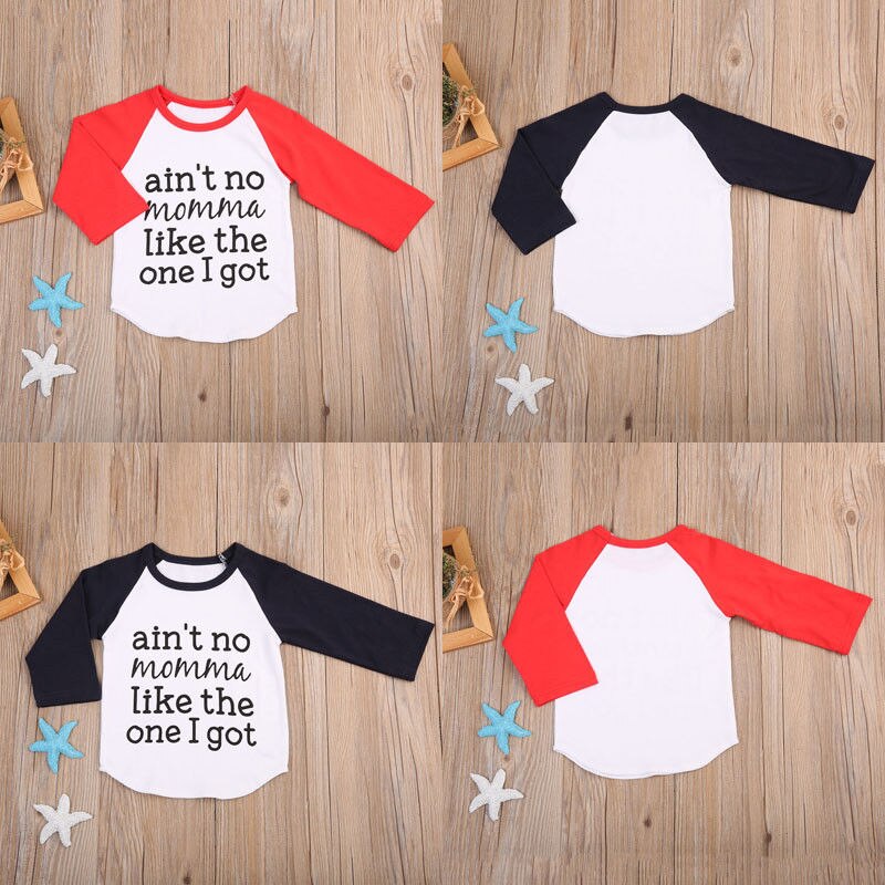 Bebê recém-nascido menino lettering manga longa camiseta topos blusa roupas de algodão roupa