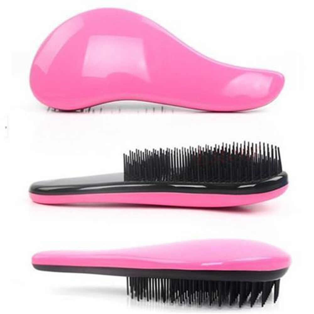 Mango de cepillo mágico antiestático para el pelo peine para desenredar, ducha, electrochapado, peine de masaje, utensilio de peluquería: pink