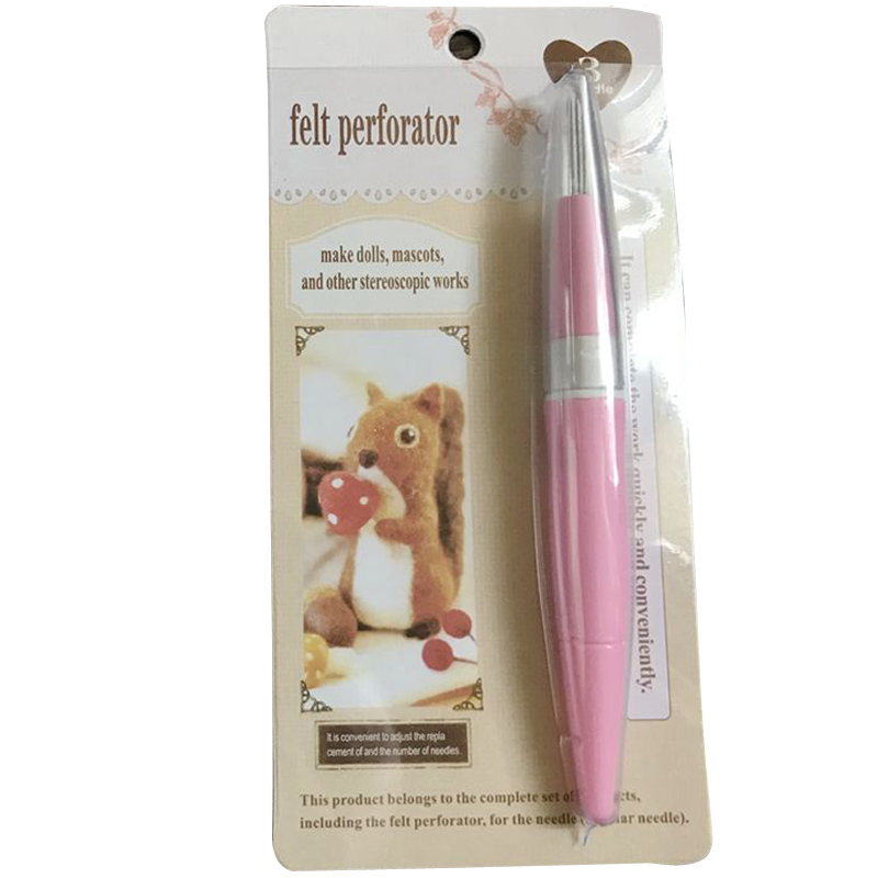 Filt perforator håndarbeid håndverk flernålsverktøy stereoskopisk arbeid gjør-det-selv-kunst broderi penn punch nål søm sying: Rosa