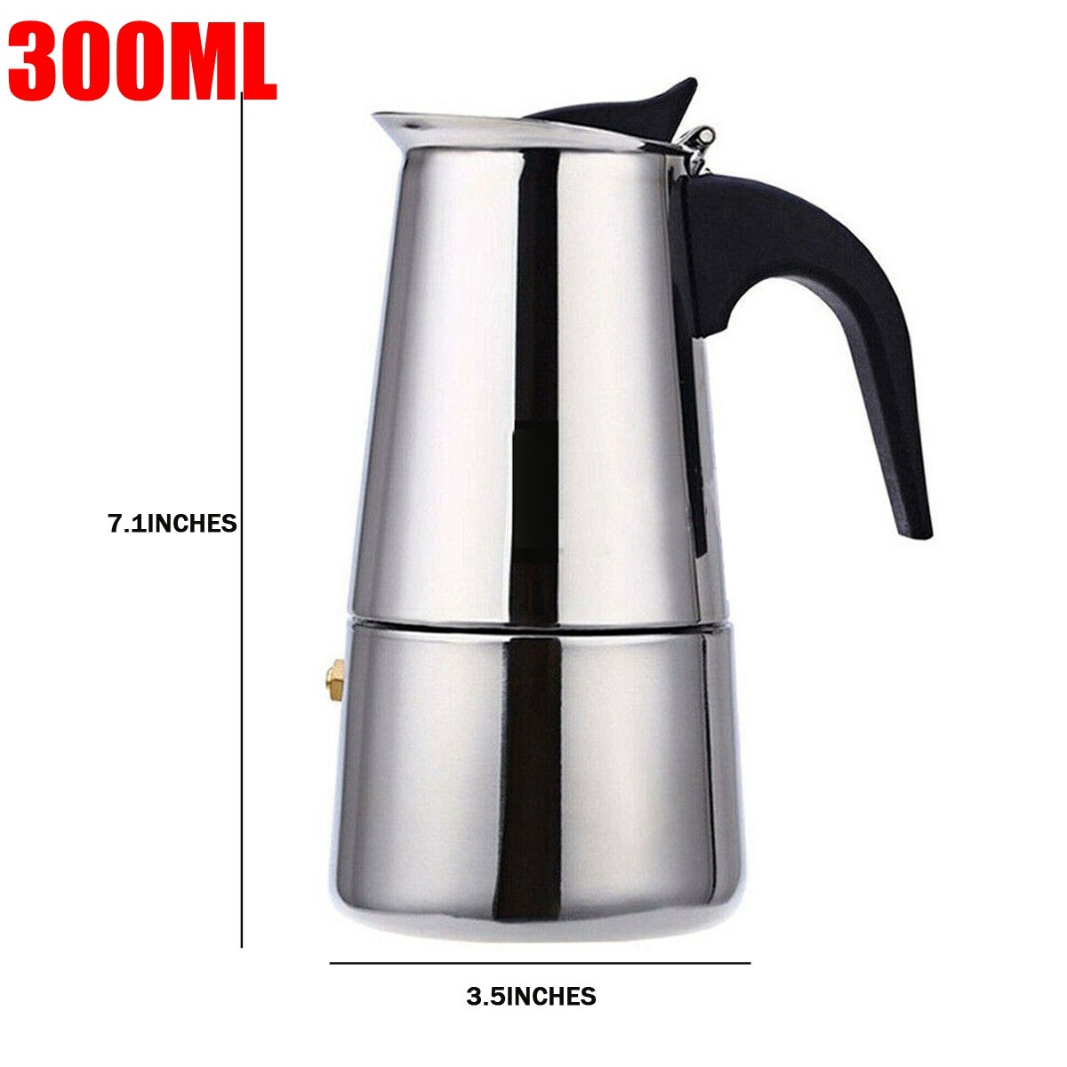 Stainless Steel Coffee Pot Mocha Espresso Latte Percolator Stove Coffee Maker Pot Percolator Drink Tool Cafetiere Latte Stovetop: 300ML