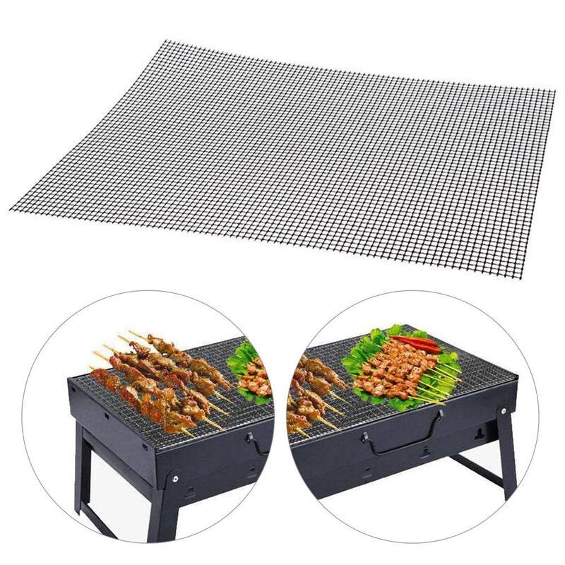 1PC BBQ Grill Mesh Mat Teflon Herbruikbare Vel Slip Non-stick Barbecue Bakken Vlees Barbecue Benodigdheden Vis Groente Roker Mat