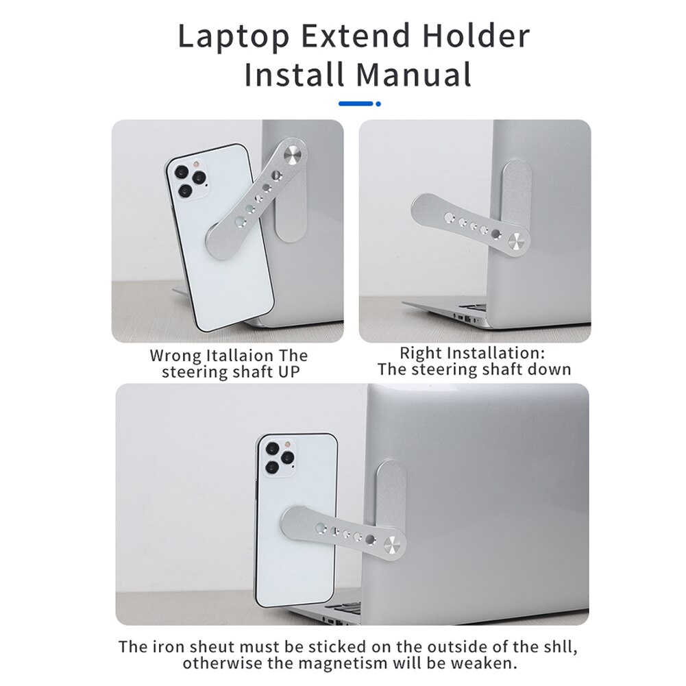Mobile Phone Holder Portable Adjustable Angle Magnetic Cellphone Mount Dual Screen For Laptop Computer Fixed Clip Foldable