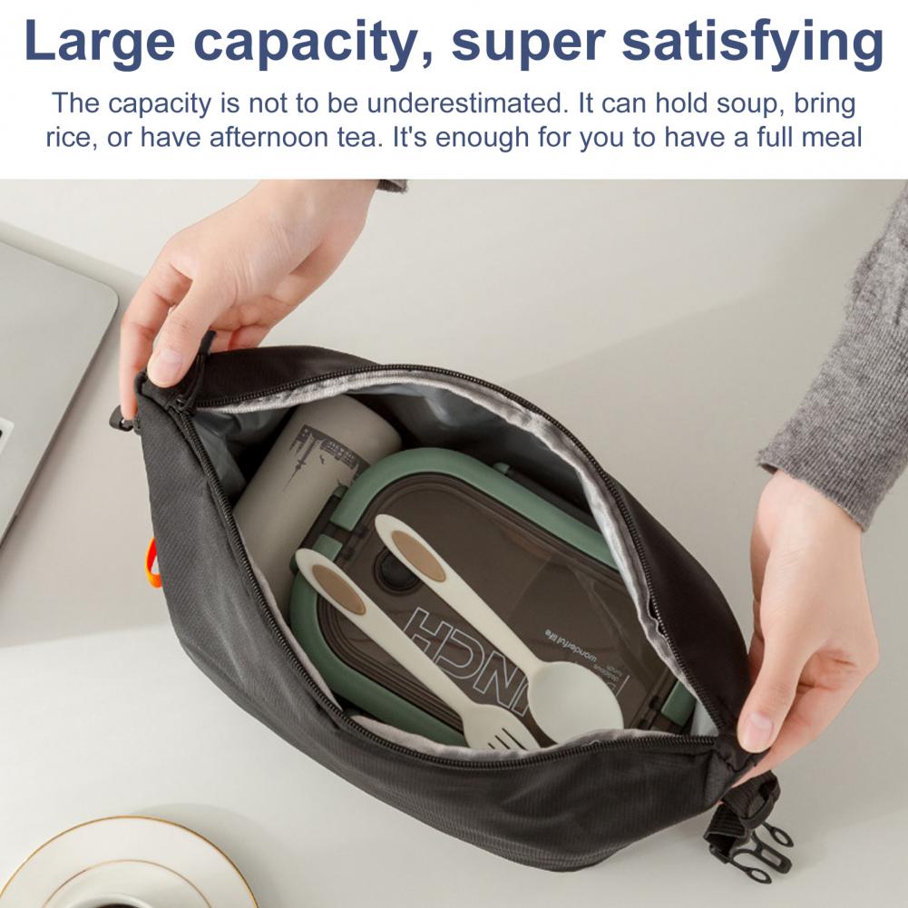 Lunch Box Bag Zipper Closure Large Capacity Waterproof Lunch Carrier Easy to Clean Portable Bento Bag Insulation Pouch