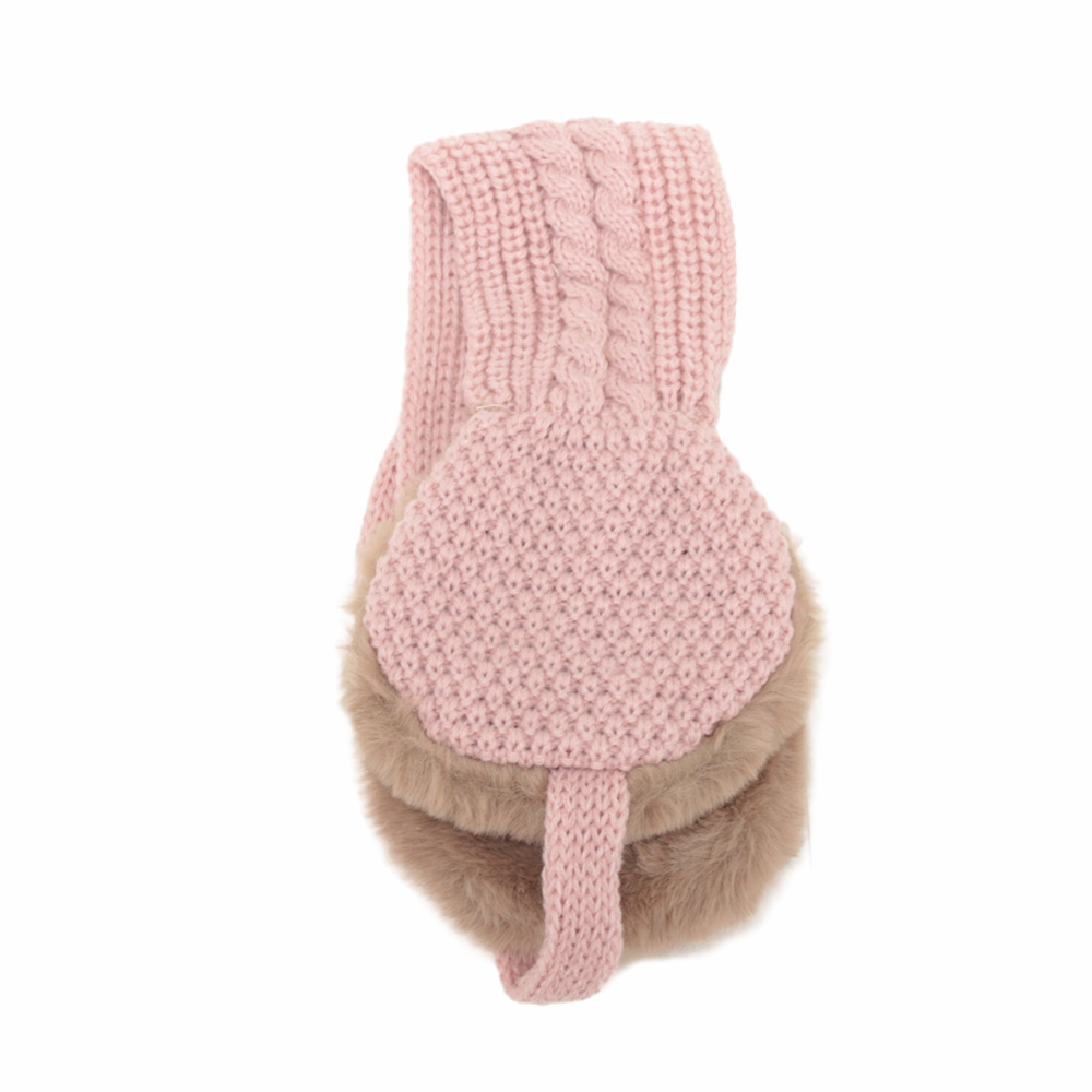 Orejeras de lana de doble uso a la para chicas, cálido tejido para invierno, accesorios para la cabeza: pink
