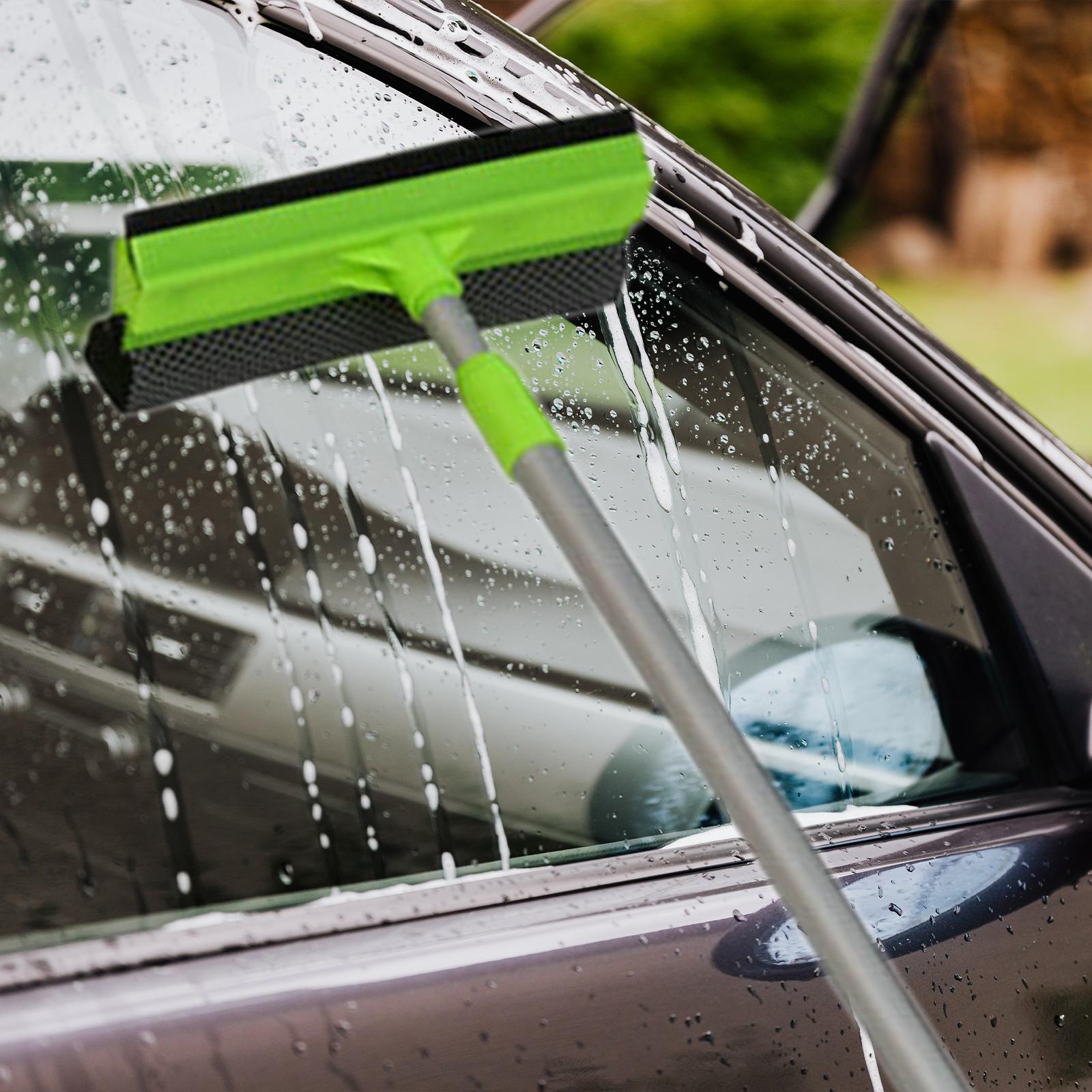 Escurridor de ventanas 2 en 1, limpiador de ventanas multiusos, esponja altamente absorbente, cepillo de limpieza ajustable para parabrisas de coche doméstico