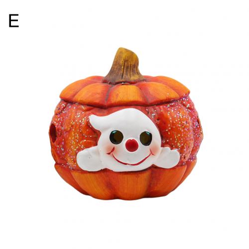 Halloween Witch Pumpkin LED Night Light Decoration Artificial Ceramic Desk Model KTV Home Party Halloween Decor: E