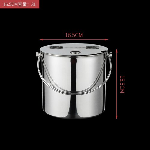 Thickened Stainless Steel Clamshell Sugar Buckets,With Lid Portable Ice Buckets,Milk Tea Shop Cold Drink,Wine Coolers Chillers: 3L