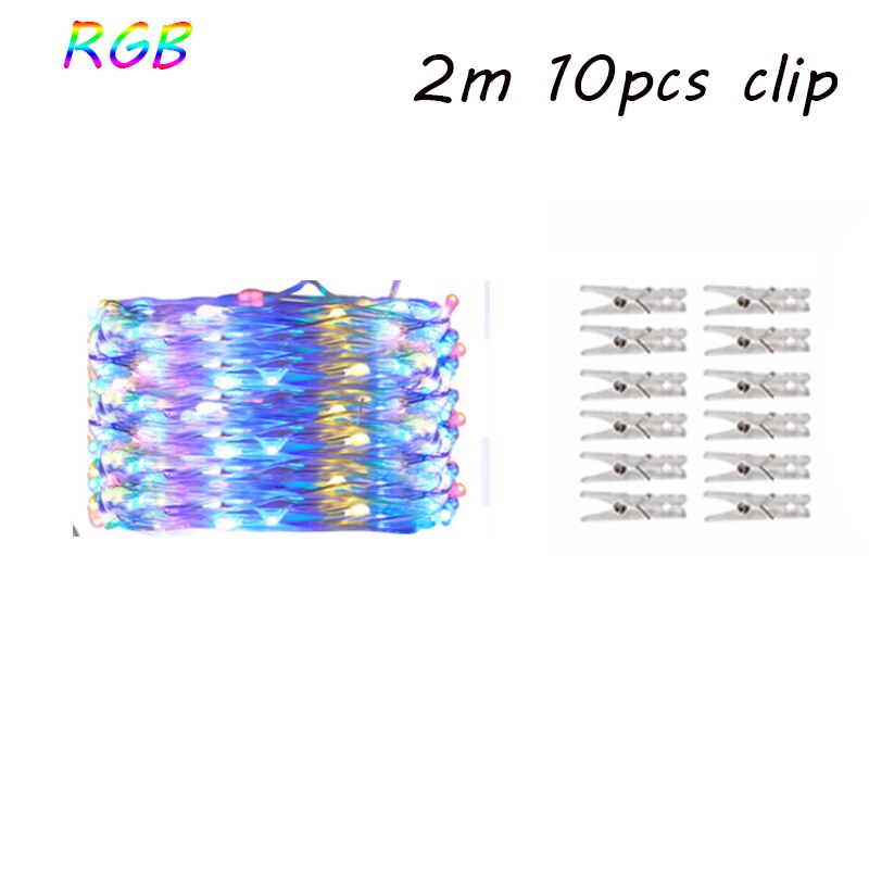 5M 10M LED Photo Clip String Lights Garland Led Light Strings Christmas Fairy Light For Birthday Baby show Outdoor Wedding Decor: 2m RGB
