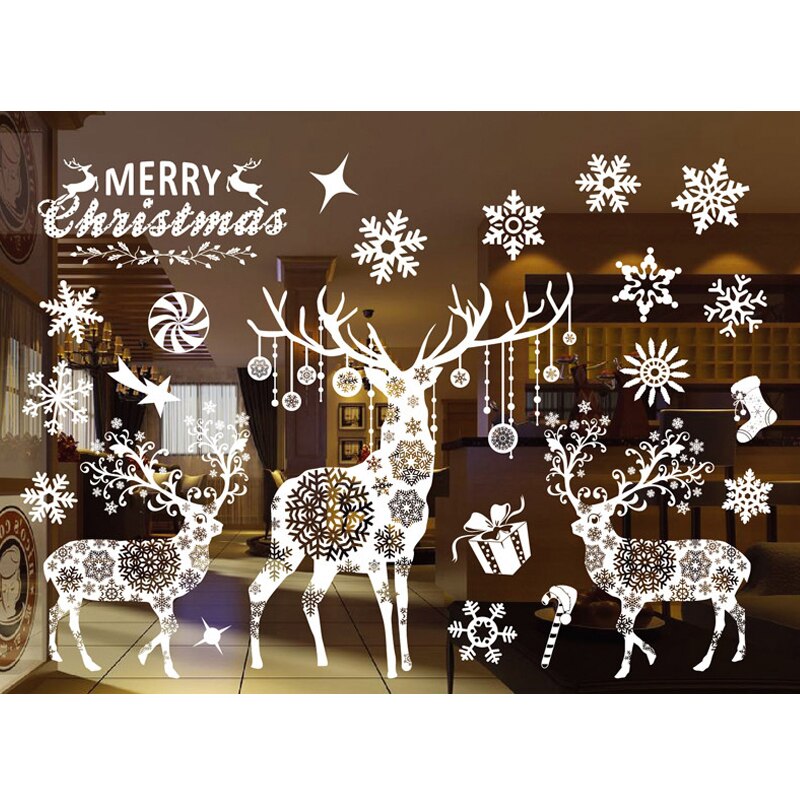 Autocollants de noël pour fenêtres, 53*37.2cm décorations murales en pvc, décoration d'intérieur pour l'année, autocollants pour vitres: 9