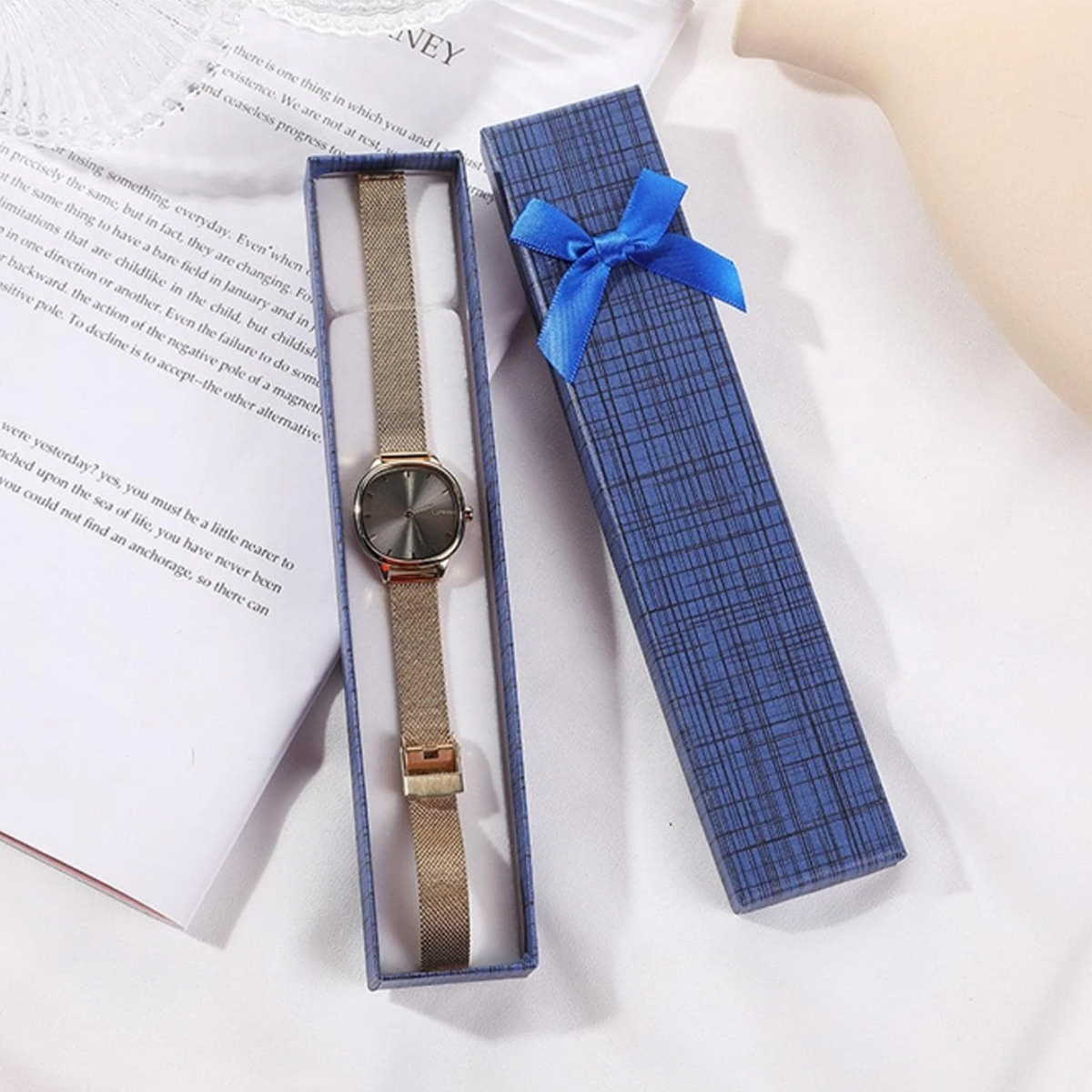 Caja de de joyería Rectangular con decoración de nudo de lazo, adecuada para collares de embalaje, pulseras y otros accesorios, 1pc: Verde claro