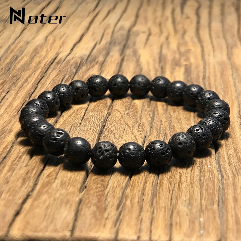 Noter Vulkanische Steen Armband Man Minimalistische Lava Rock Brazalete Voor Hombre Hand Sieraden Mannen Accessoires Erkek Bileklik