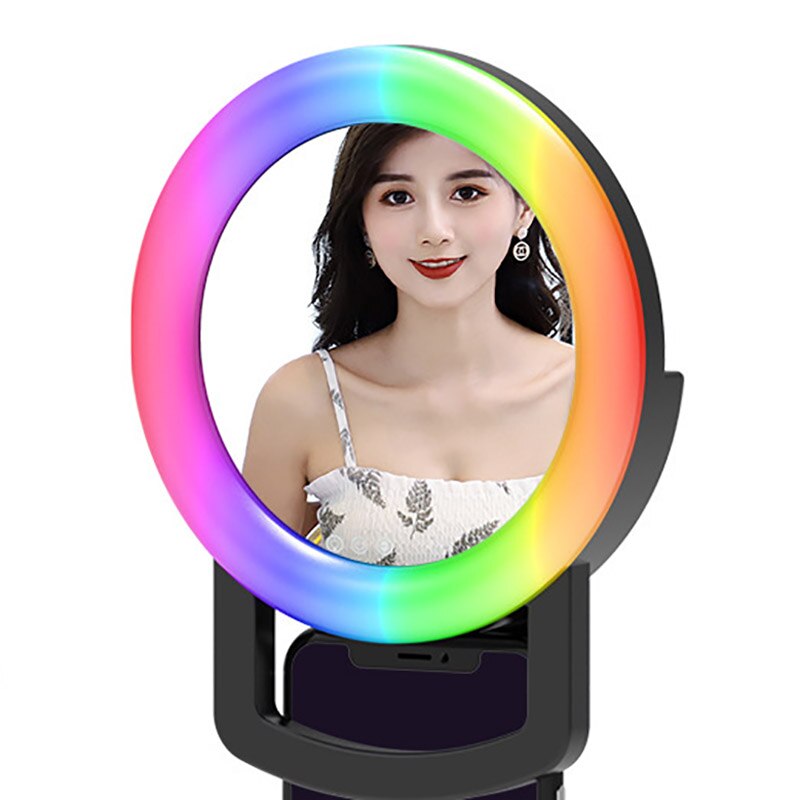 RGB Selfie LED Ring Light Circle Mini Mobile Phone Lights Lamp For Phone Rechargeable Clip-on Makeup Mirror Fill Light