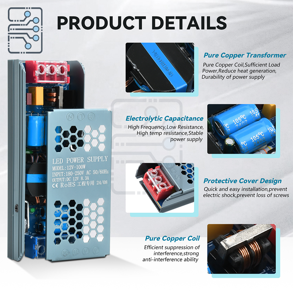 DC12V switching power supply LED driver power supply LED transformer light bar switching transformer converter AC180~250V