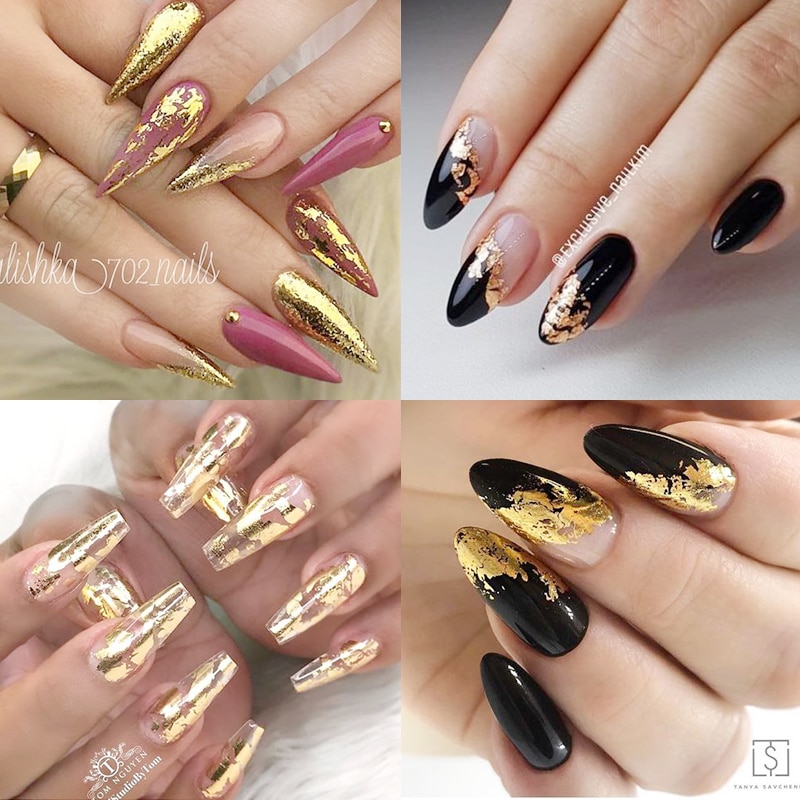 1 rolle Gold Splitter Nagel Folien funkelnd Himmel funkeln Nagel Kunst Transfer Aufkleber Schieberegler Papier Nagel Kunst Manikübetreffend Dekoration Neue
