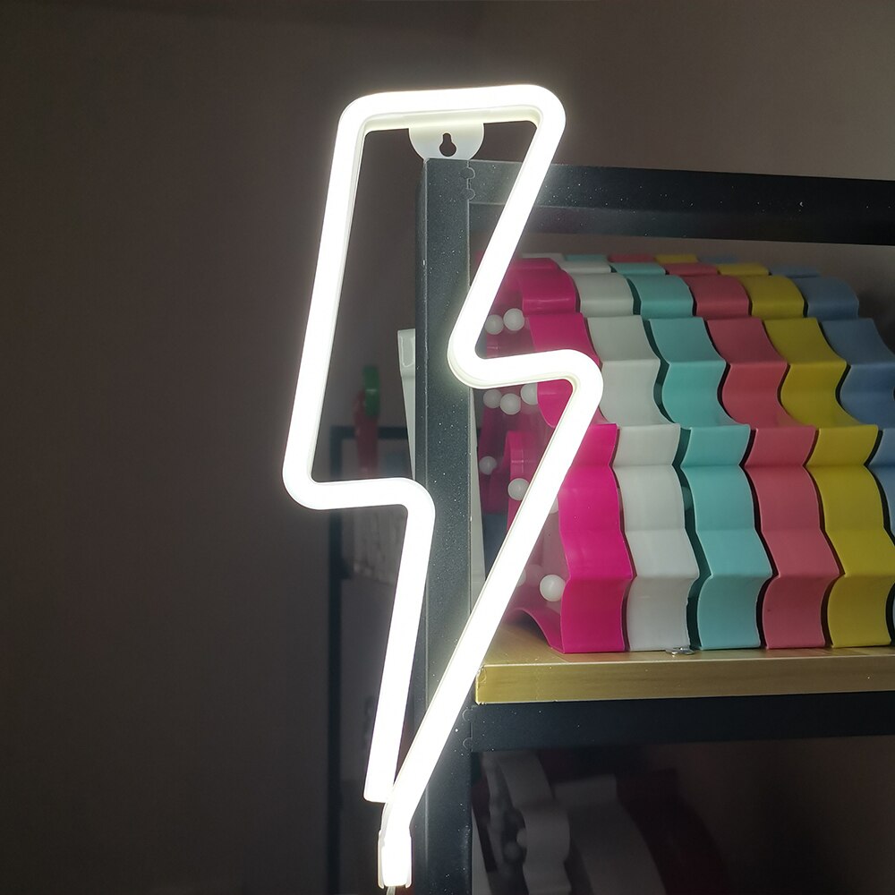 Led Neon Lamp Kleurrijke Bliksem Neon Sign Wanddecoratie Kamer Party Bruiloft Decoratie Kerstcadeaus Neon Licht Nachtlampje: white