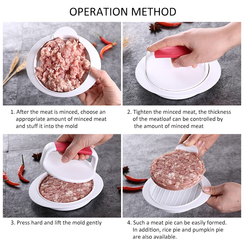 Non-stick DIY Manual Burger Press Stuffed Patty Maker Mold Slider Kitchen EASY Homemade Hamburger Making Mold Mould Tool