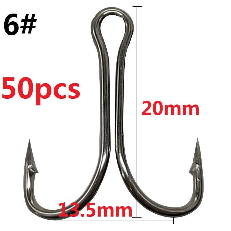 50pcs Long Shank Double Hook Weedless Fishing hook Fly Tying Duple Hook for Jig Bass Fish Hook fishing tackle For Soft Lure: colorD
