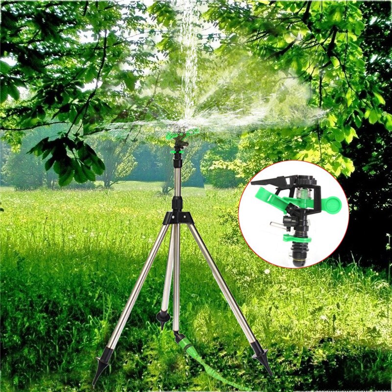 1Set Stainless Steel Tripod Impulse Sprinkler Pulsating Grass Lawn Watering Irrigation Kits For Garden Watering Tool