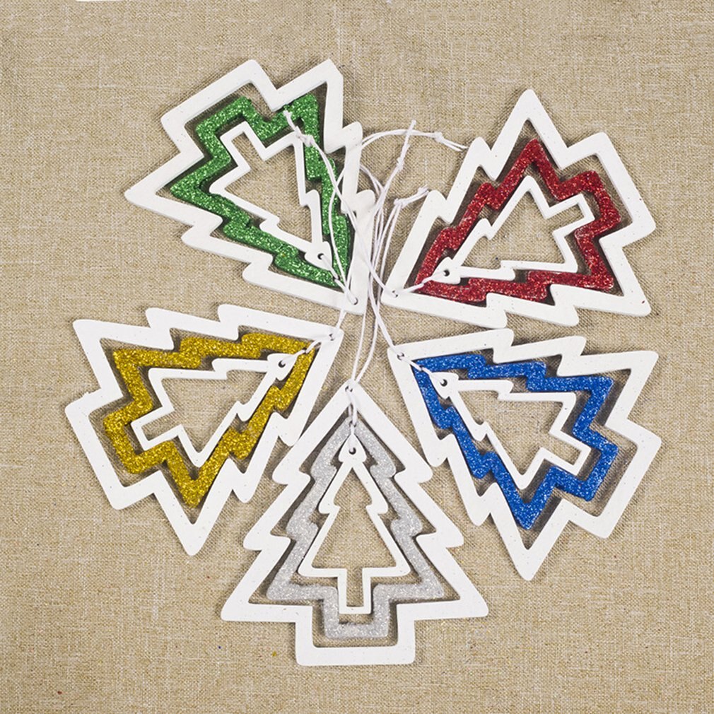 Christmas Wooden Gold Powder Ring Christmas Tree Decoration Pendant Ornaments Family Closet Wooden Sign