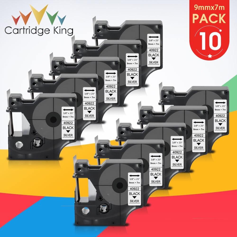 10PK 40913 9mm taśma z etykietami dla D1 DYMO 40913 czarny na białym kompatybilny z DYMO LabelPoint Label Manager 160 280 420P drukarka do etykiet: Black on Silver