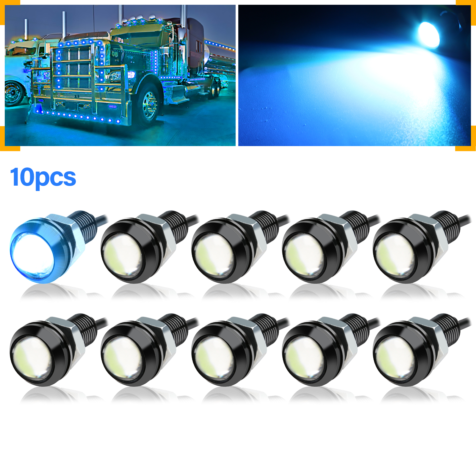 20/10 stk. 0.7in/18mm- delt eagle eye-kjørelys med led-kjørelys, 12v led-parkeringslys til bil, ryggelys: Rød / 3000k