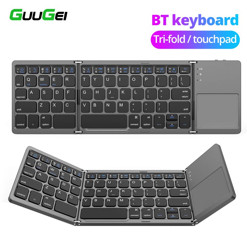 Universal Bluetooth Keyboard Portable Mini Folding Keyboard For Ipad Phone Tablet Three-Folding With Touchpad Wireless Keyboard