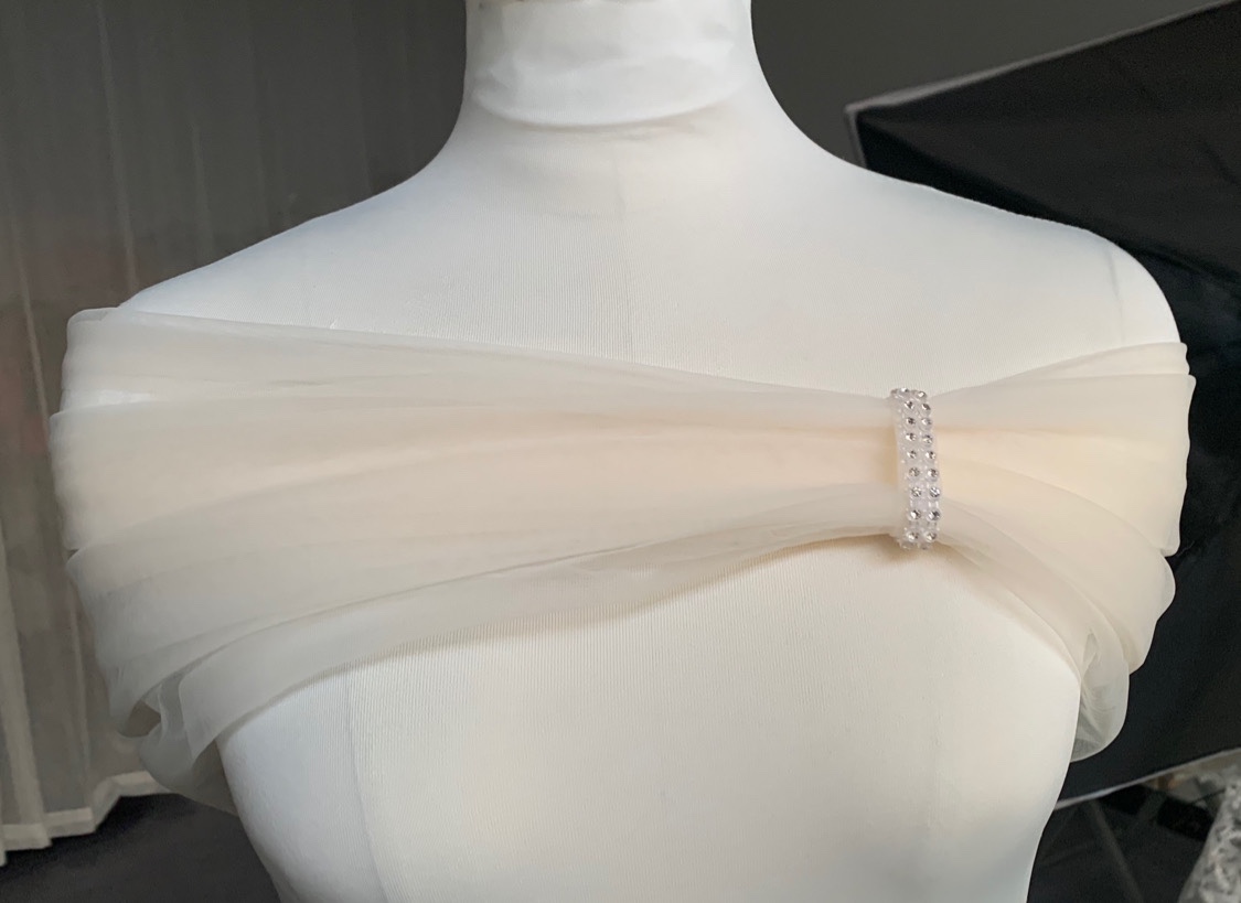 Coprispalle da sposa in Tulle accessori per la decorazione del braccio scialle rimovibile champagne bianco avvolgere matrimonio