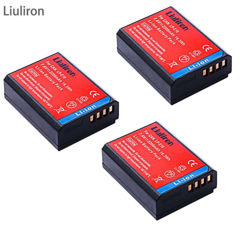 2200 mah lp -e10 lp e10 lpe 10 digitaalikameran akku canon 1100d 1200d 1300d rebel  t3 t5 kiss  x50 x70 -akku: 3 akkua