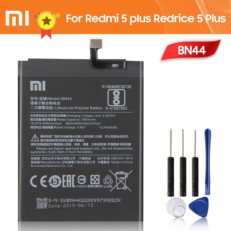 Xiao Mi Xiaomi BN44 Telefoon Batterij Voor Xiao Mi Redmi 5 Plus 5.99 "Redrice 5 Plus 4000Mah BN44 originele Vervangende Batterij + Tool