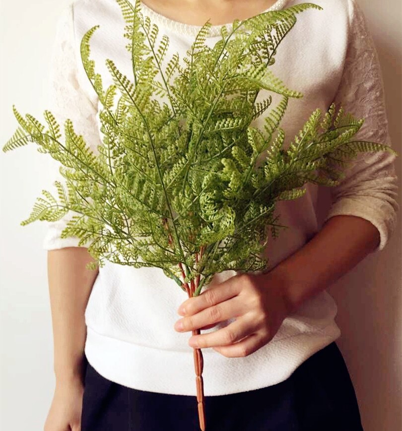 One Real Touch Feeling Fern leaf Bunch Artificial Fern Greenery Evergreen Plant for Wedding Centerpieces Decorative Greenery