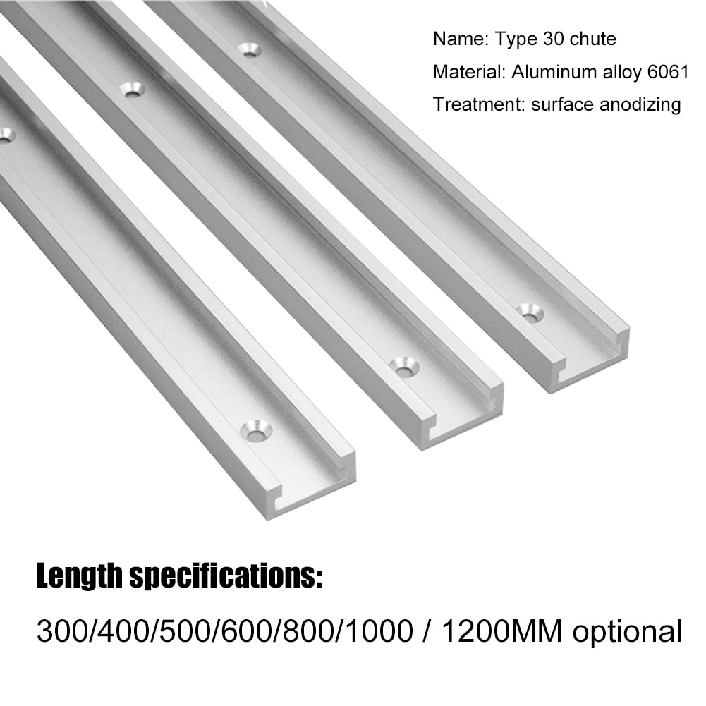 Aluminiumslegering t-spor slids geringsspor stikholdersav bordskakt til fræser bordbåndsave træbearbejdning gør-det-selv-værktøj type -30