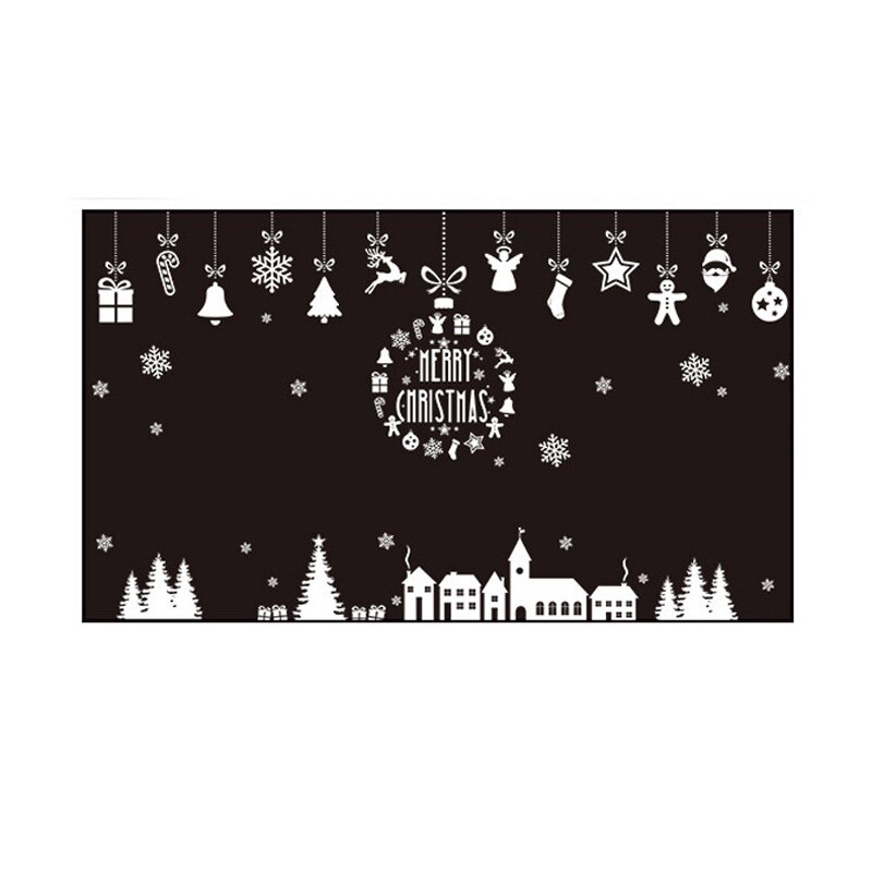 Christmas village glass window white wall sticker for Christmas decoration mural home decor decals wallpaper snowflake stickers