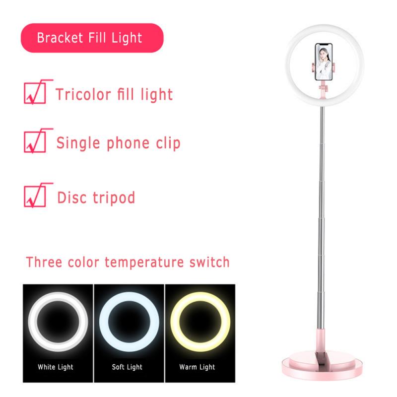 Round Base Dimmable LED Ring Light Portable Storage Folding Phone Selfie Fill Light Mobile Phone Fill Light