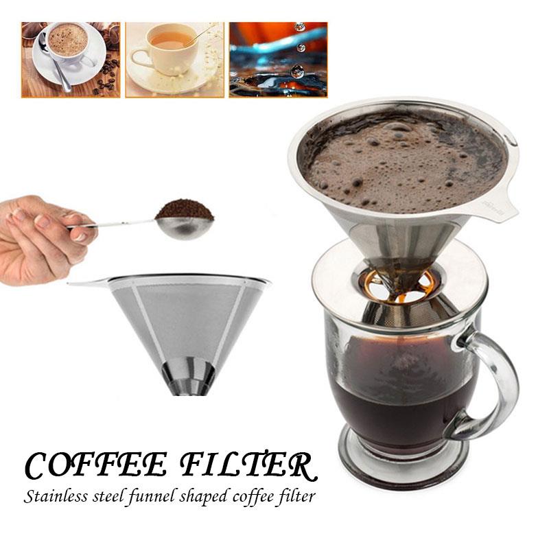 Koffie Trechter Rvs Cone Koffiezetapparaat Druppelaar Keuken Restaurant Koffie Filter Mesh Koffie Filter Thee Manden Herbruikbare