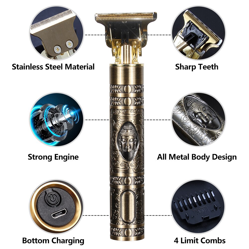 Hair clipper electric hair clipper rechargeable razor trimmer 0mm men's hair clipper rechargeable timer beard cutter 0mm