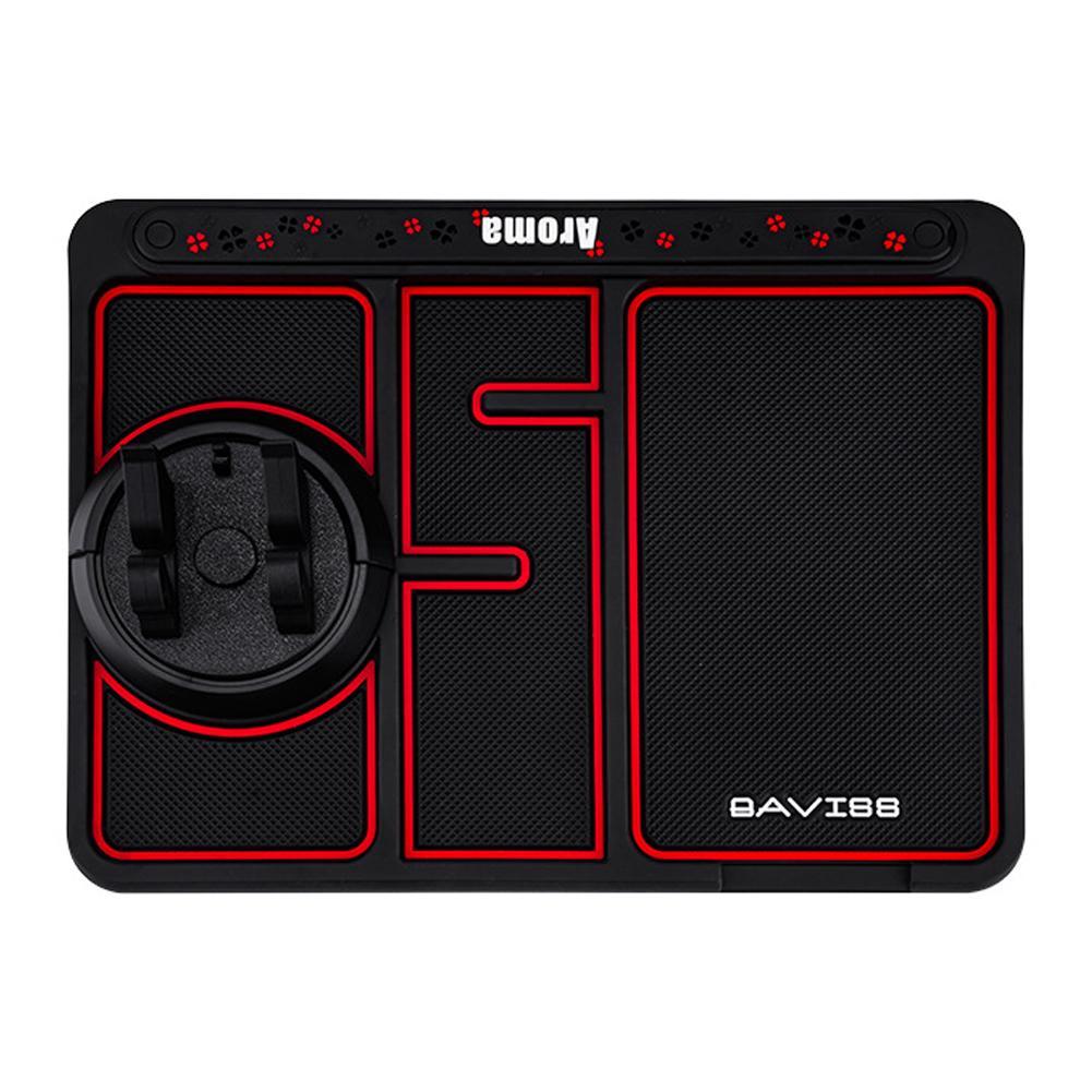 4 In 1 Car Anti-Slip Mat Silicone Dashboard Sticky Phone Holder Mat Auto Non-Slip Phone Pad W Phone Holder Function Car Interior