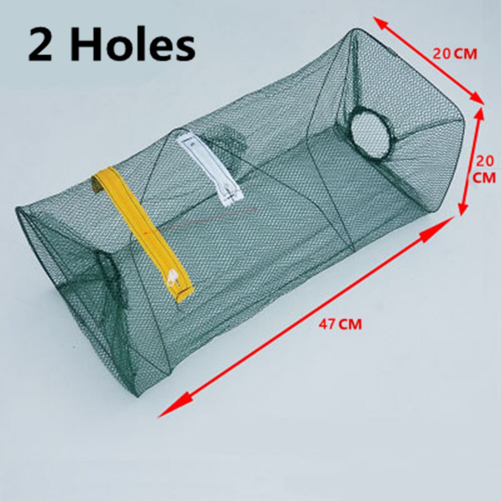 FishingLife Hole Automatic Fishing Trap Net Fish Shrimp Minnow Crab Baits Cast Mesh Trap Two Layers 5 6 7 8 Holes: 2