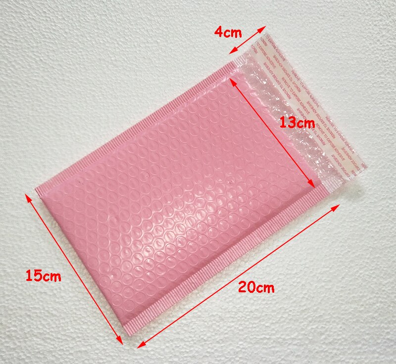 Lote de 25 unidades de sobres de 15x20 + 4cm de poliéster negro, bolsa de correo acolchada, autosellante: light pink