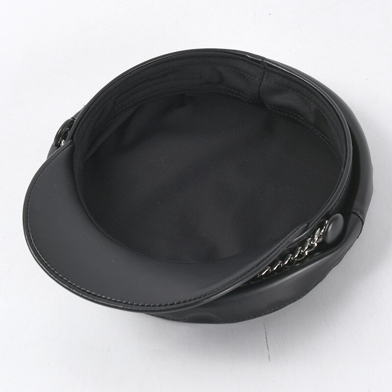 Hoed Vrouwen Herfst En Winter Koreaanse Stijl Pu Lederen Eendenbek Hoed Keten Mode Baret Stijl Winter Outdoor Cap