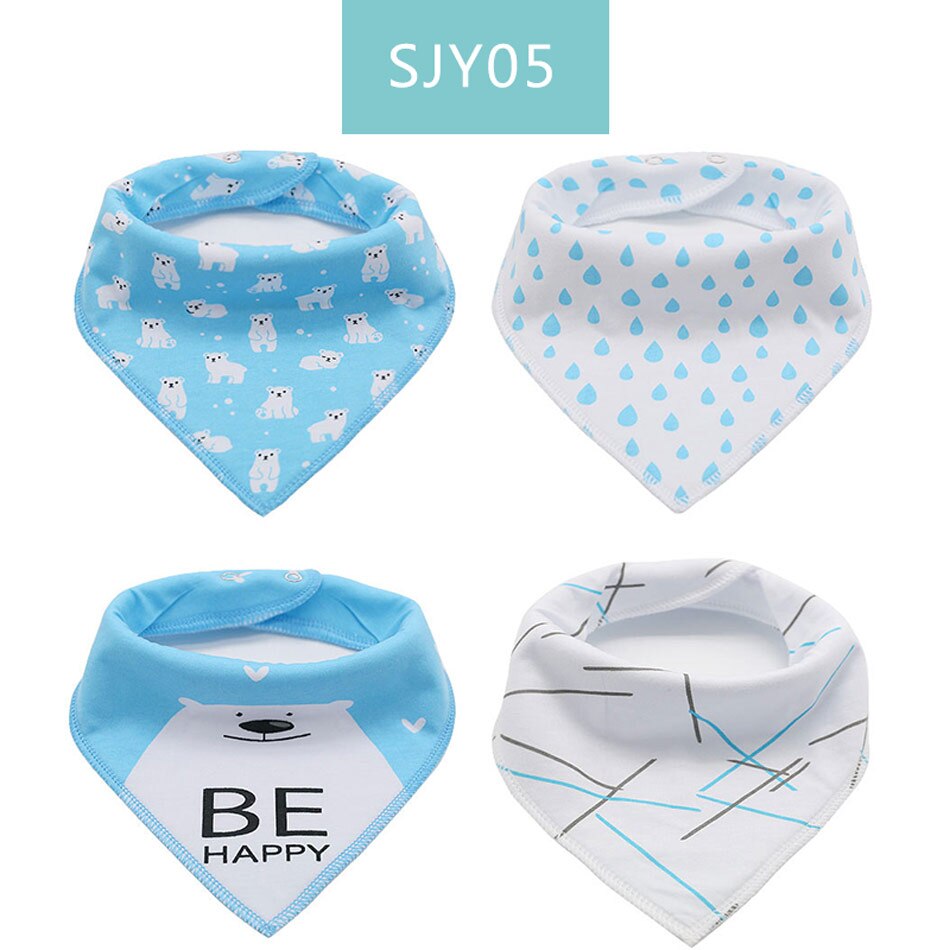 Gelukkig Fluit 4 Stuks Set Baby Kids Peuter Voeden Bandana Slabbetjes Speeksel Handdoek Driehoek Hoofddoek: sjy05