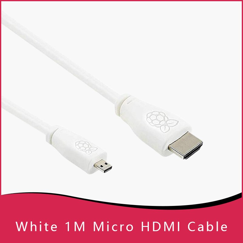 Raspberry Pi 4, câble officiel Micro HDMI vers HDMI Standard (A/M), 1m et 2m: 1M WHITE