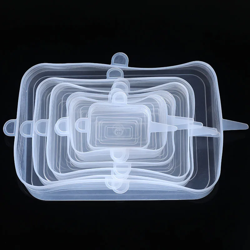 6 stk. silikonlokk, elastiske silikonlokk, universelle, tilpasningsdyktige lokk, til kjøkken, mikrobølgeovn, matlokk, bollelokk: Khaki