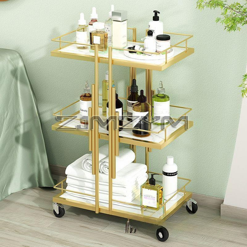 Carros de salón profesionales, muebles de salón, carrito de herramientas móvil para manicura, carrito de belleza de almacenamiento multicapa comercial moderno