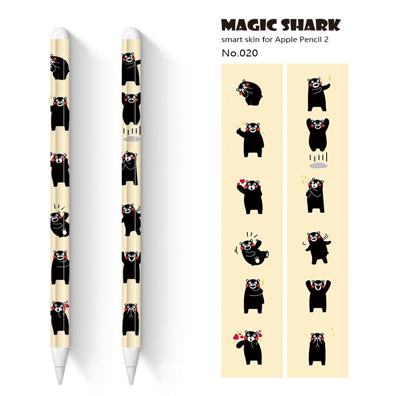 Tubarão mágico 2 pçs/lote bonito crayon shinchan panda urso toque caneta stylus adesivo película de pele papel protetor para apple lápis 2