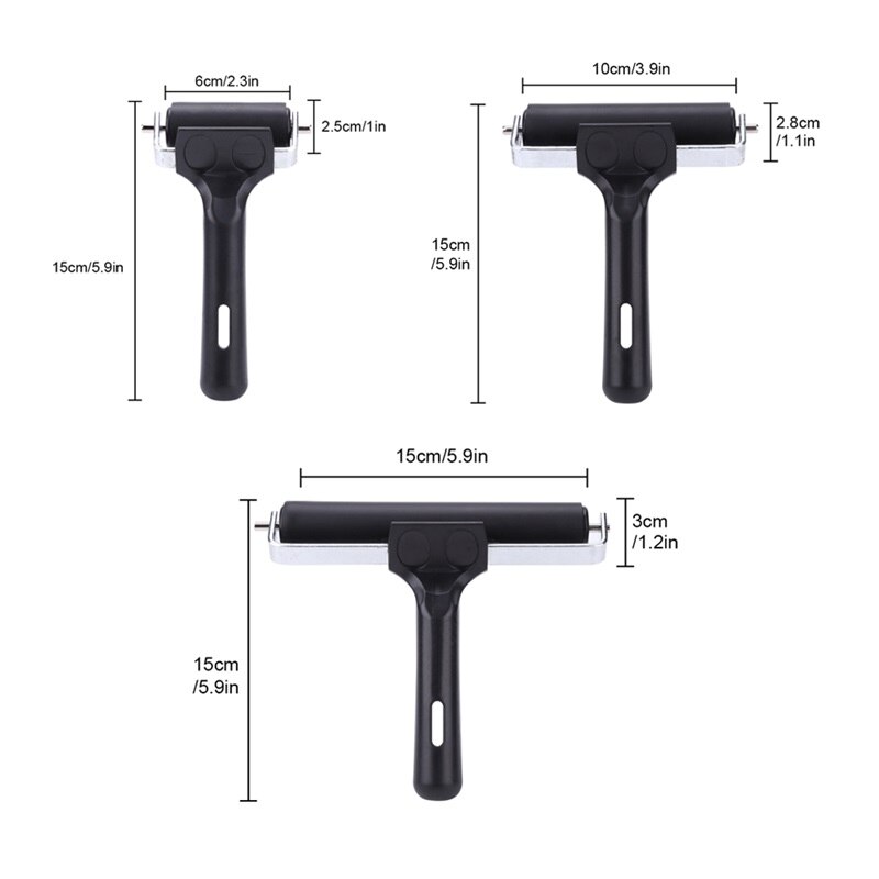 3 Sizes Ink Brayer Roller Paint Brush Ink Applicator for Printmaking, Wallpapers, Block Printing Stamping