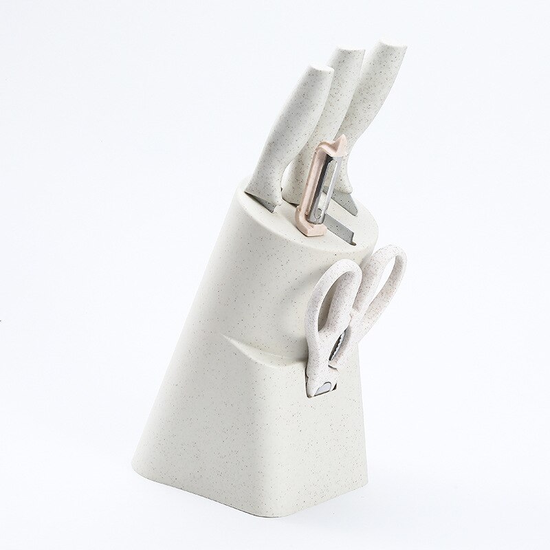 Kitchen Stainless Steel Kitchen Knife Six-piece Set Household Kitchen Knife Set Knife Combination Full Set of Kitchen Knive: Wheat color