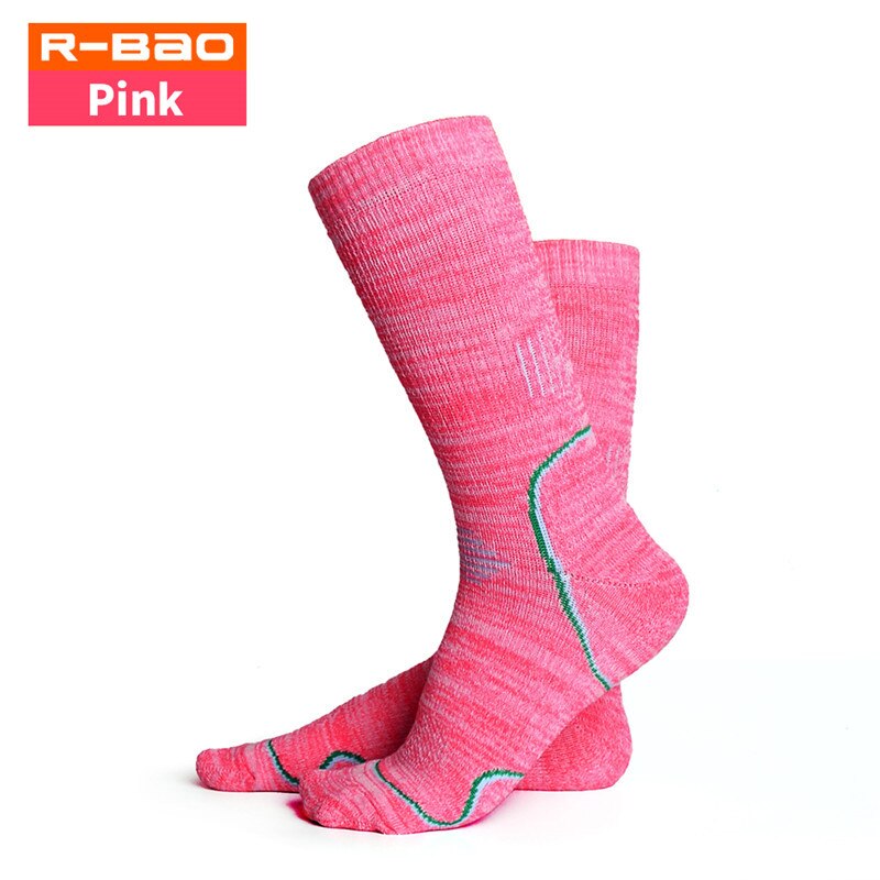 Brand Unisex Winter Warm Outdoor Hiking Climbing Skiing Socks Terry-loop Hosiery Men Women Anti-friction Sports Long Terry Socks: Pink / M(35-38)