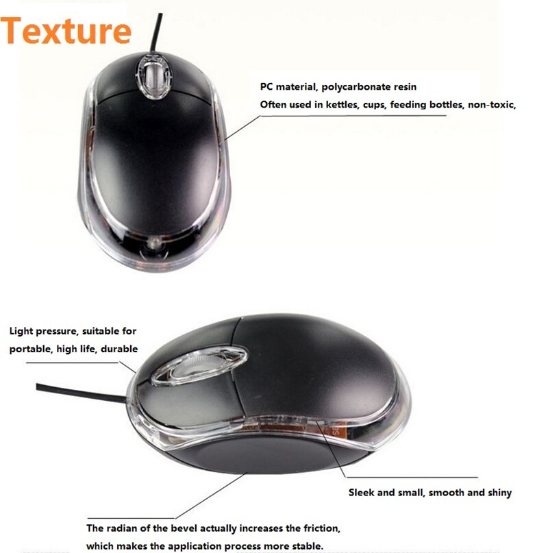 USB Wired Optical Mouse Small Mouse Notebook Desktop Computer Business Office Household Mouse Game Computer Mouse Ergonomic Mice