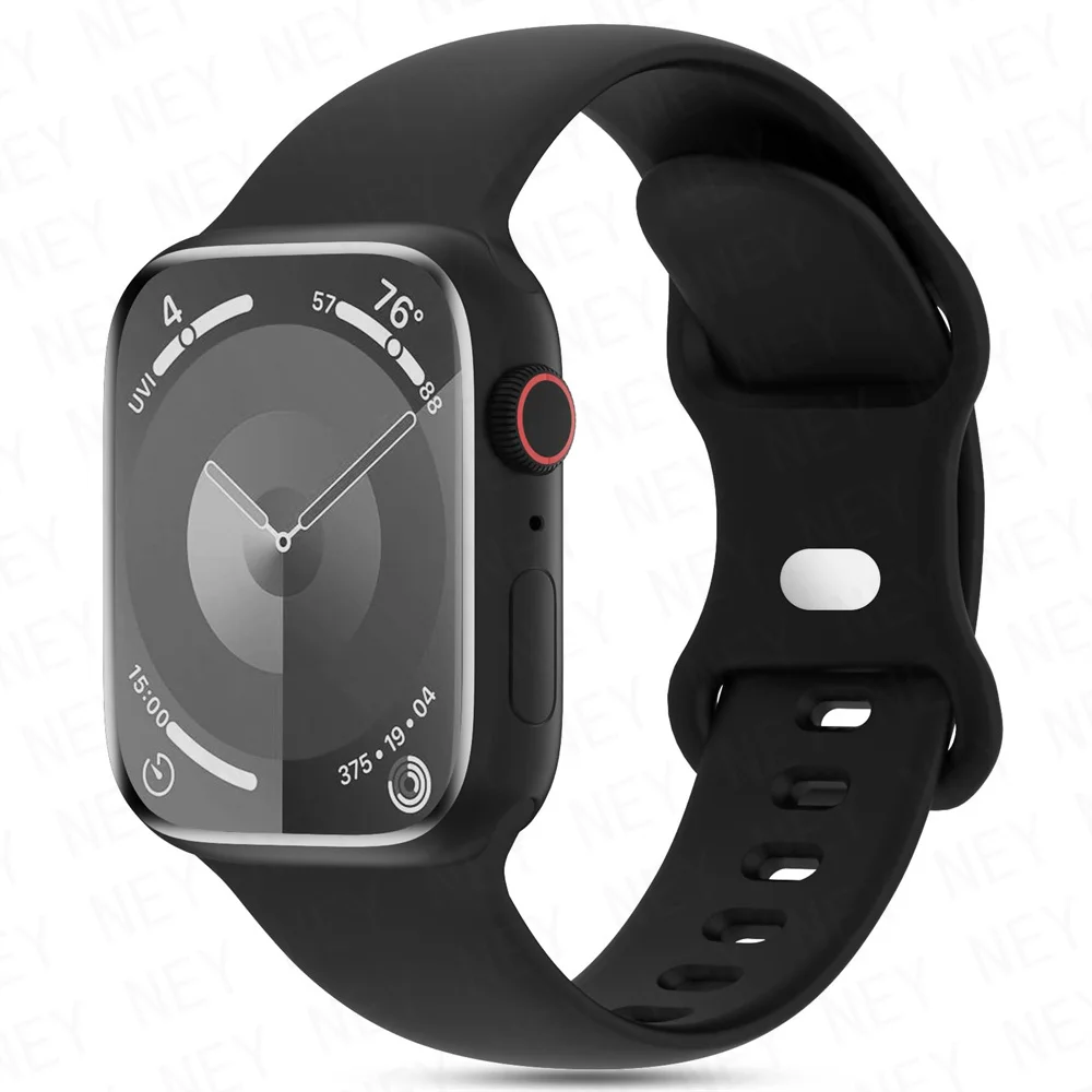 Watchbands For Apple Watch Strap 46mm 44mm 40mm 45mm 41mm 42-38mm Silicone bracelet iwatch series 10 8 7 se 4 5 6 9 ultra 2 49mm: Rose Green  / 16mm