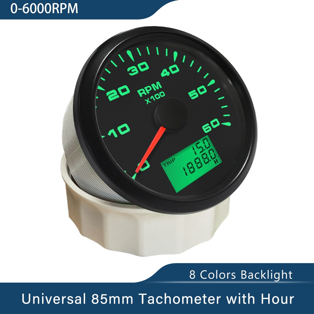 Wasserdichte Stiefel Drehzahlmesser Marine Tacho Messgerät LCD Betriebsstundenzähler 3K 4K 6K 8K 85mm Stiefel Tachometer 12V/24V Mit 8 Farben Hintergrundbeleuchtung